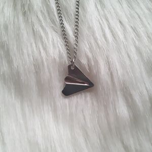 🔥Silvertone paper airplane necklace